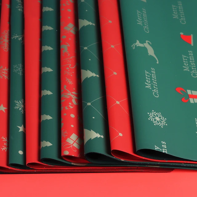 20 Sheets Waterproof Gift Packaging Paper Red Green Santa's Christmas Tree Flower  Bouquet Wrapping Paper for Xmas New Year Deco - AliExpress