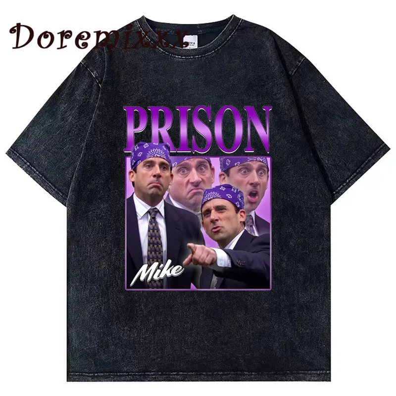 

Men/women Washed Tops Prison Mike TV Show T-shirts Graphics Print Short Sleeve 100% Cotton Tee Shirt Oversize Streetwear Unisex