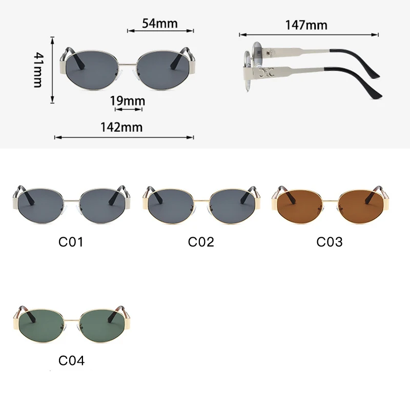 Retro Oval Sunglasses – Vintage Metal Frame UV400 Eyewear for Women and Men Safety Accessories Sunglasses