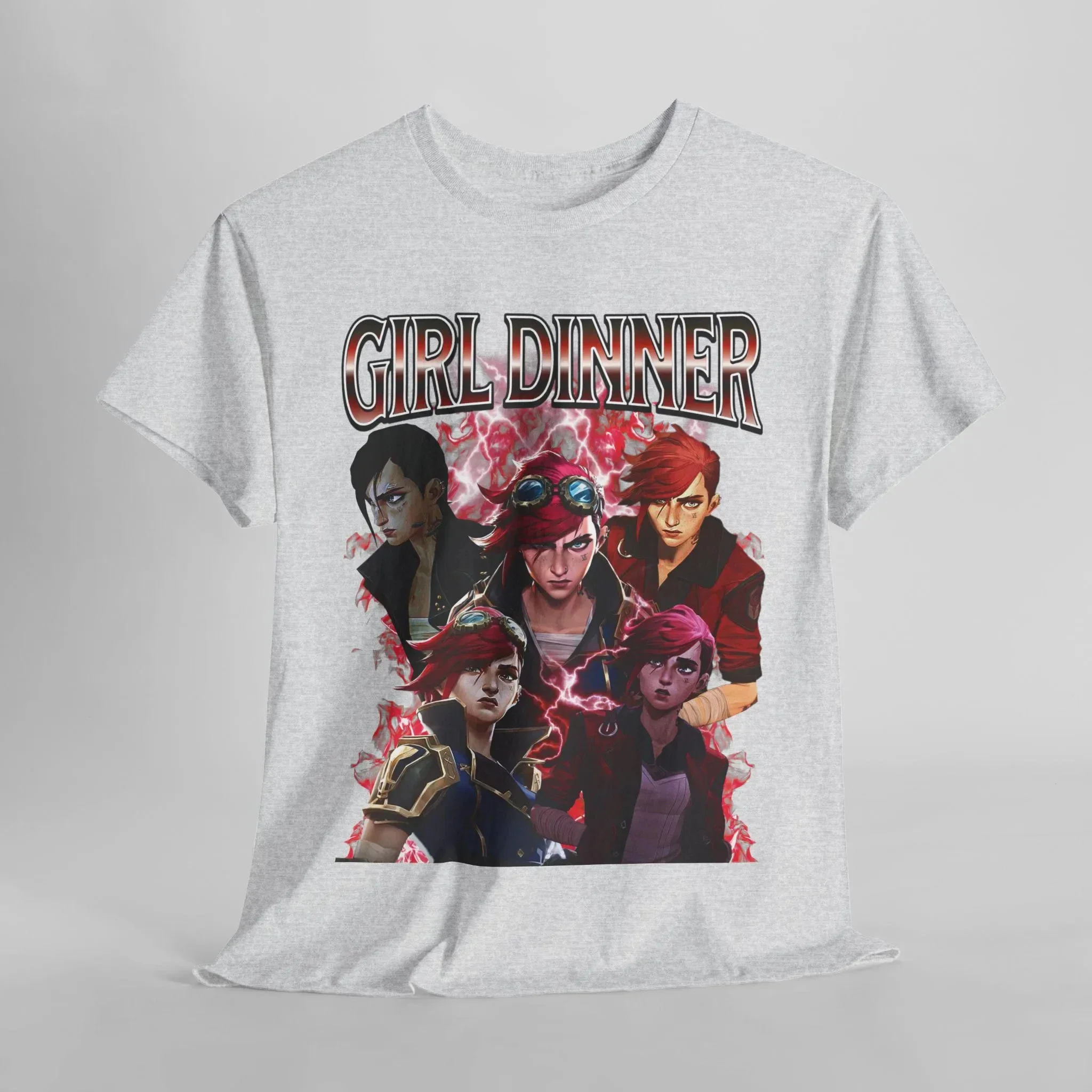 Vi Arcane League of Legends Twin Cities Battle Anime Cartoon Loose Casual Unisex T-shirt