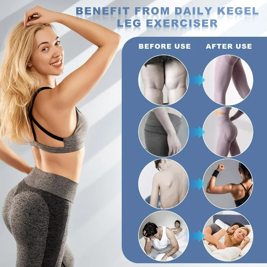 Multifunctional Thigh Trainer Kegel Exerciser, Adjustable Resistance Hip Trainer with Leg Straps, Handles, Jump Rope, Kegel Trai