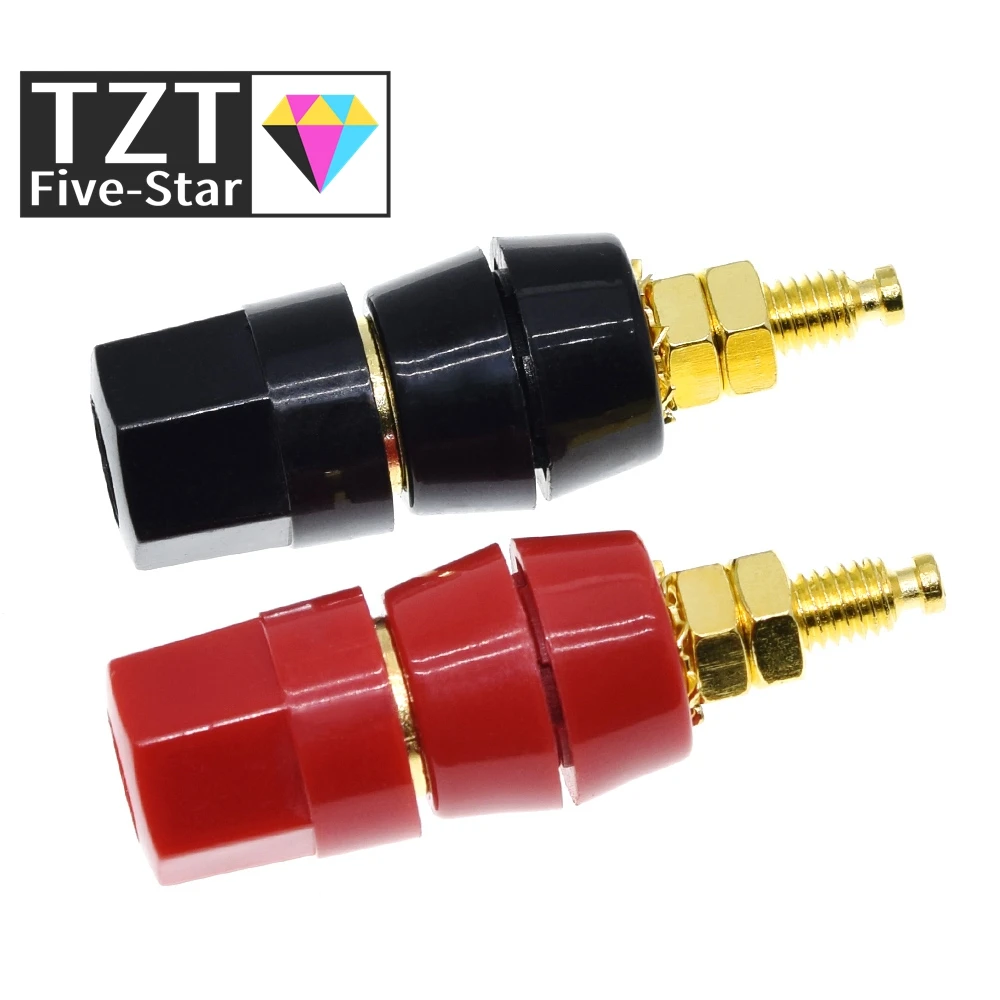 TZT 1/5PCS Rot Schwarz Stecker Verstärker Binding Post Banana Lautsprecher Stecker Jack Adapter Buchse