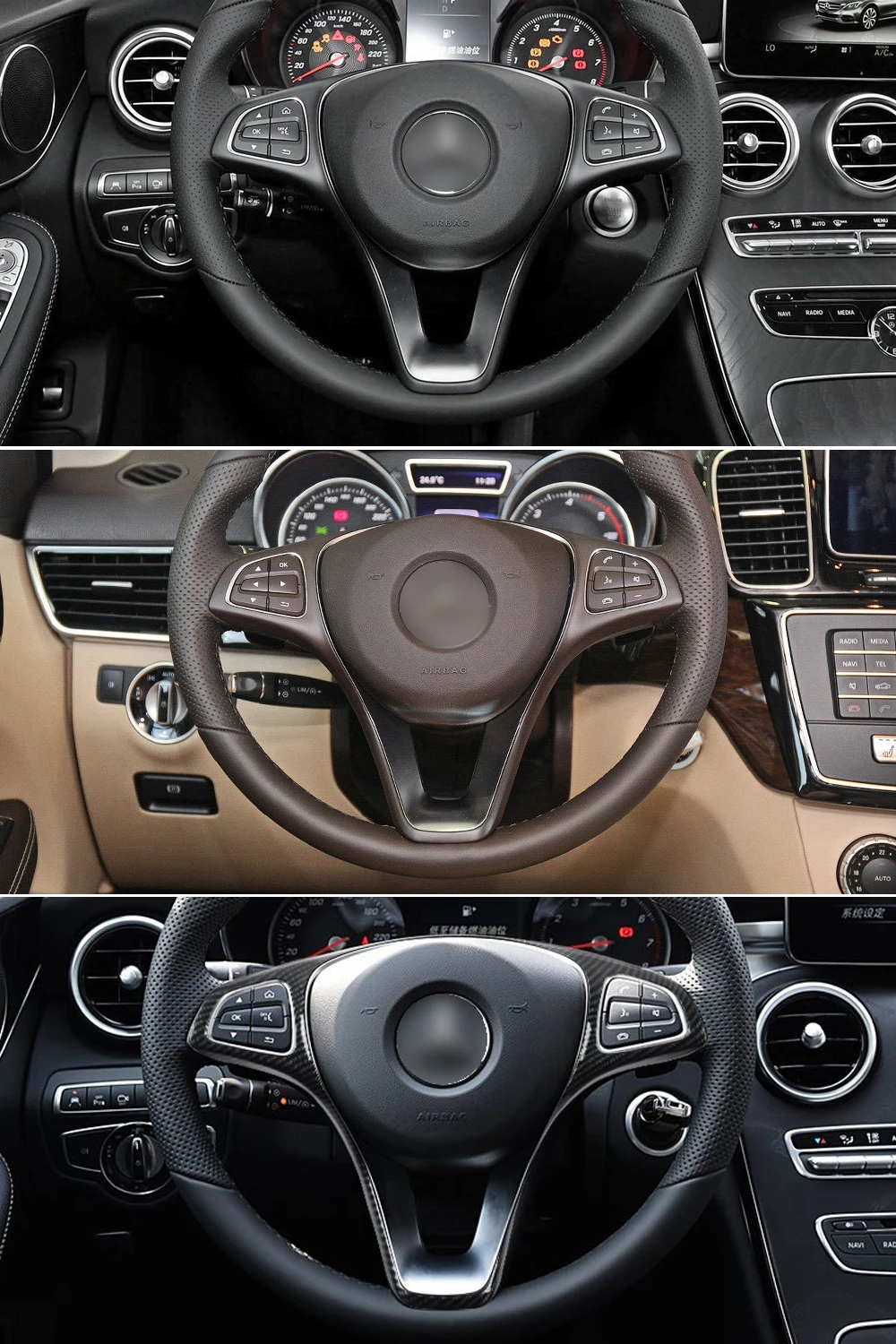 Auto Lenkrad Abdeckung Trim Für Mercedes Benz A B C CLA CLS W176 W246 W205 W117 W218 W213 C300 C63 CLS550 C180 C200 C260 B200 – Detail 8