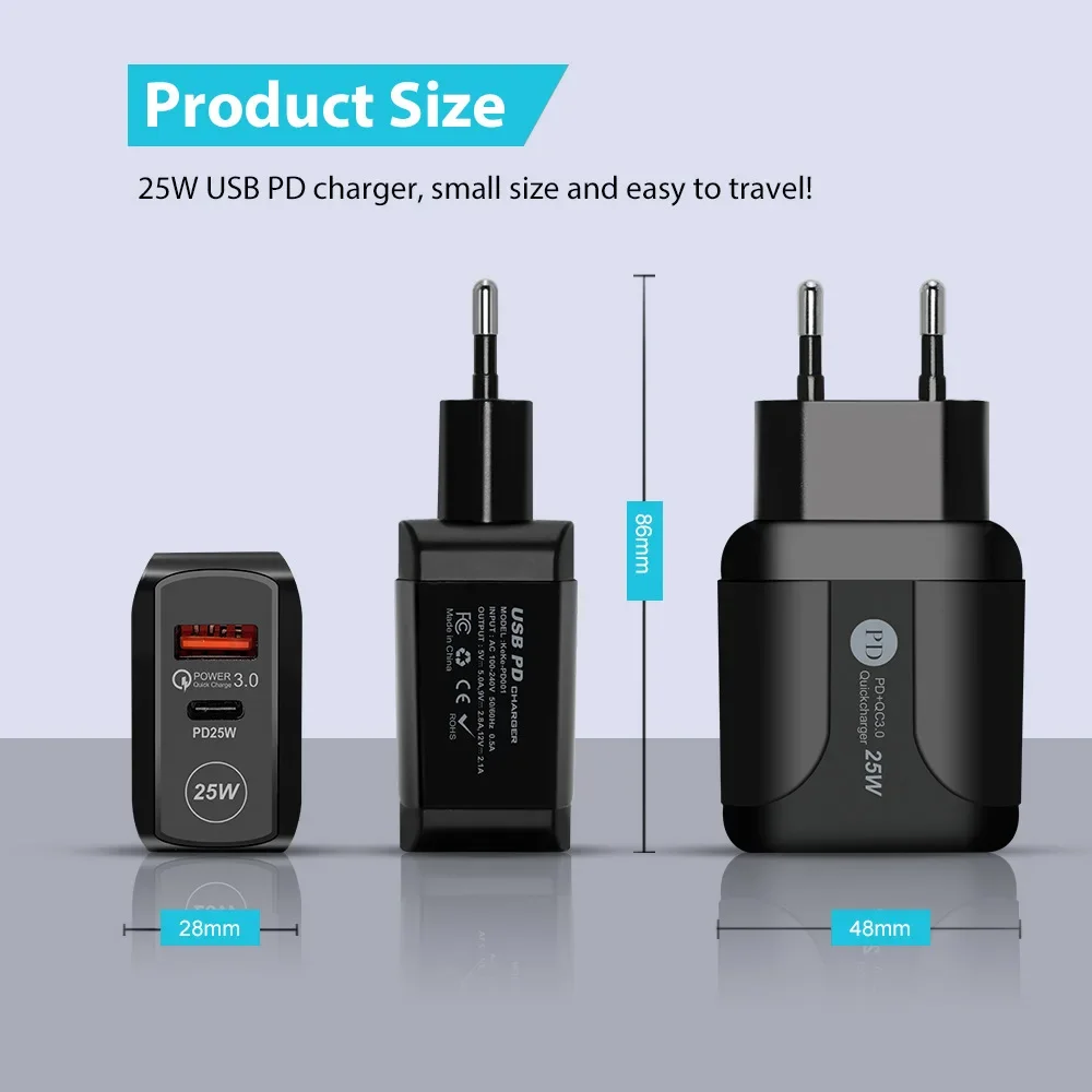 

PD25W Fast Charging Mobile Phone Charger 5V5A Fast Charging Head Type-c Adapter