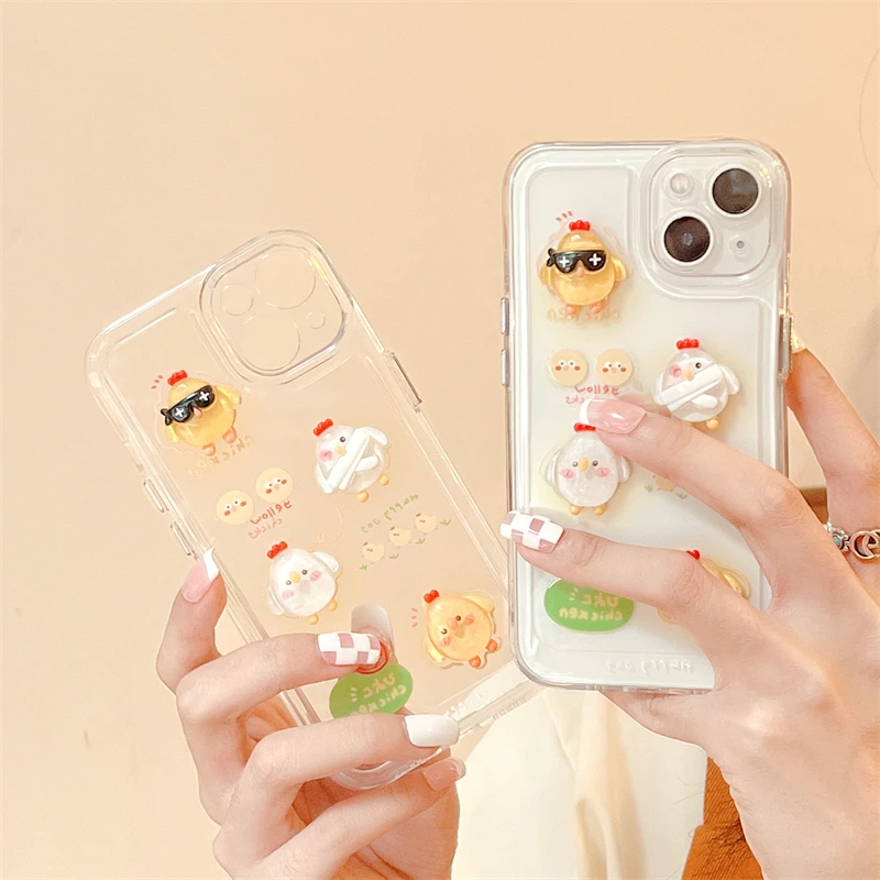 Cute Funny 3D Duck Toy Clear Phone Case For iPhone 13 12 11 Pro Max XS Max XR 7 8 Plus 12pro Coque Lovely Transparent Back Cover iphone 12 pro max cover
