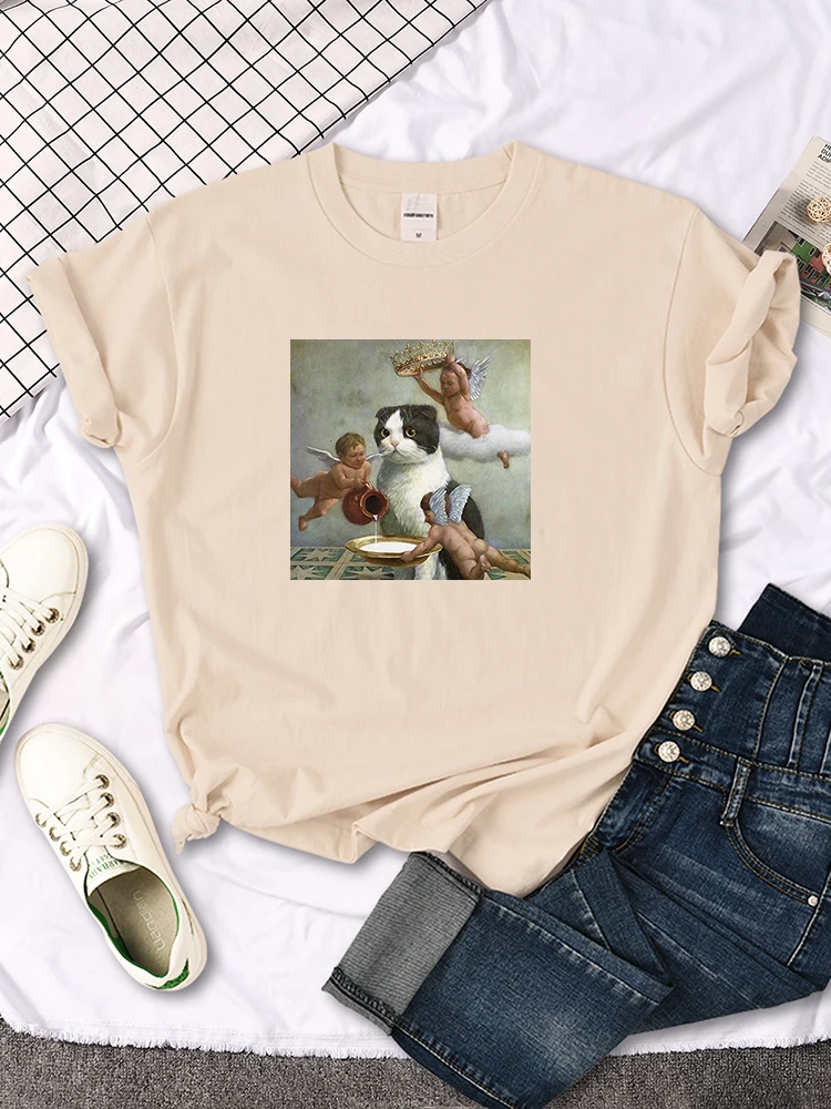 I Was Normal 3 Cats Ago Print Womens T-shirt Summer Women Stitch Clothes Quality T Shirts Breathable Casual Top Oversized
