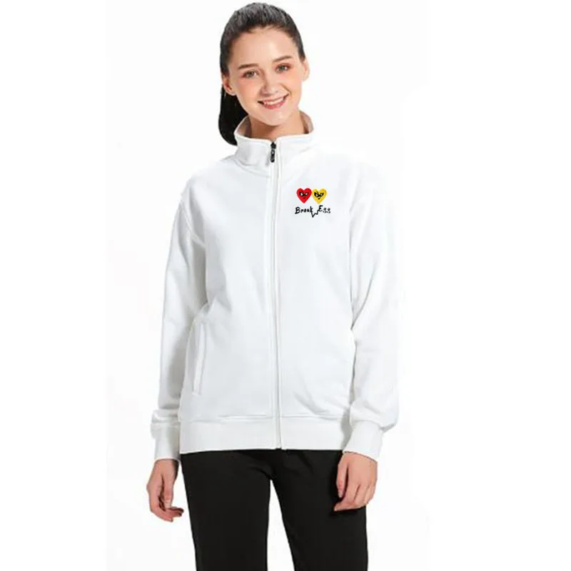 

Break Egg Jacket Men Women Double Color Heart Glasses Embroidery Letter Print Cotton Fleece Autumn Lapel Zipper Pocket Hoodie