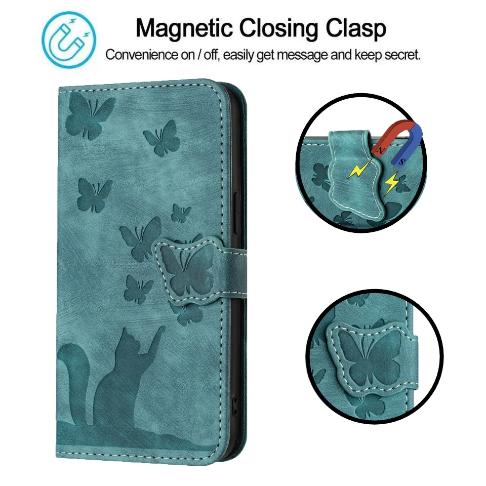 Enhanced 3D Cat Design Leather Phone Wallet Case