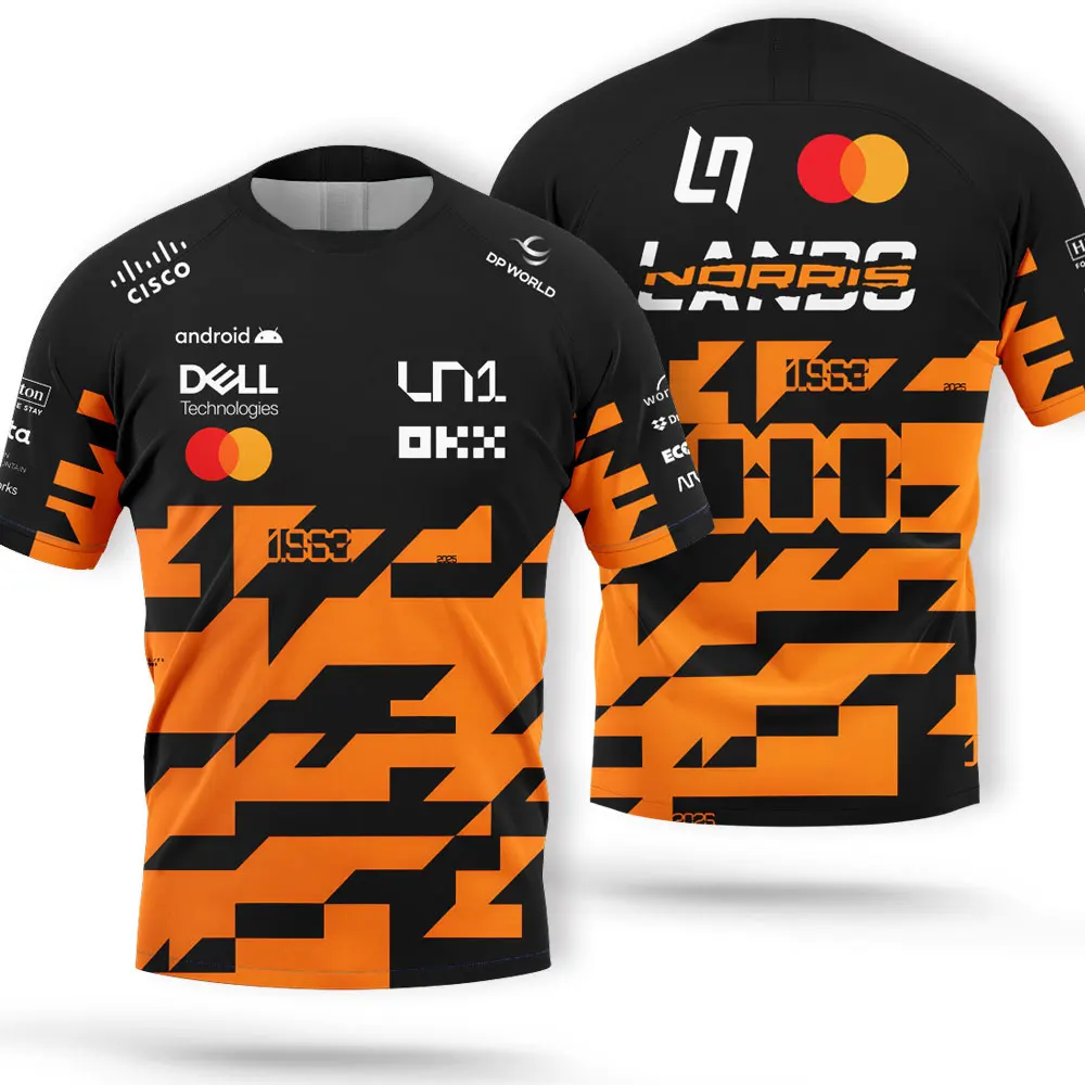 Lando Norris 1 Driver Sommer-Mode 3D Schnelltrocknendes Atmungsaktives Herren-T-Shirt - Exklusive Rennsport-Ausrüstung für Fans - Herrenbekleidung