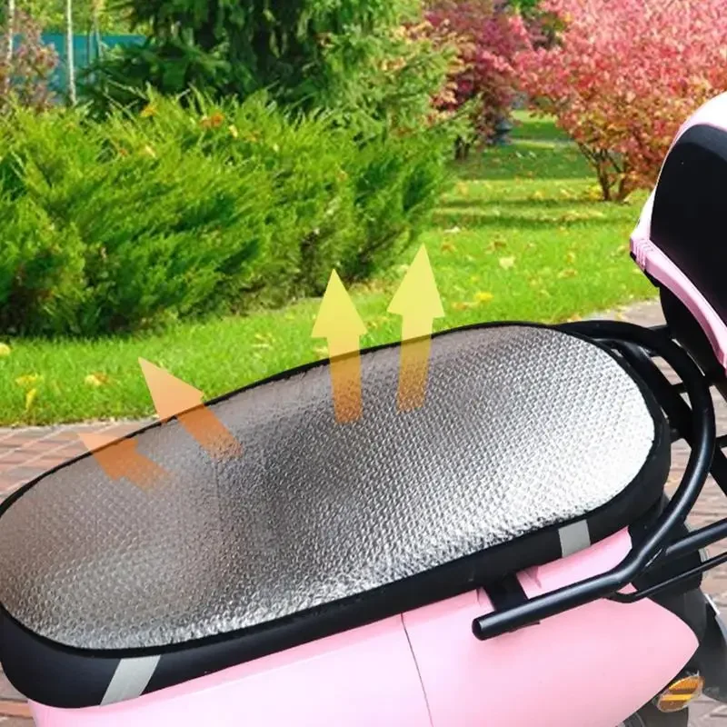 Universal Motorcycle Seat Cover Four Seasons Aluminum Film Cushion Cover Scooter Seat Heat Insulation Waterproof Sunscreen