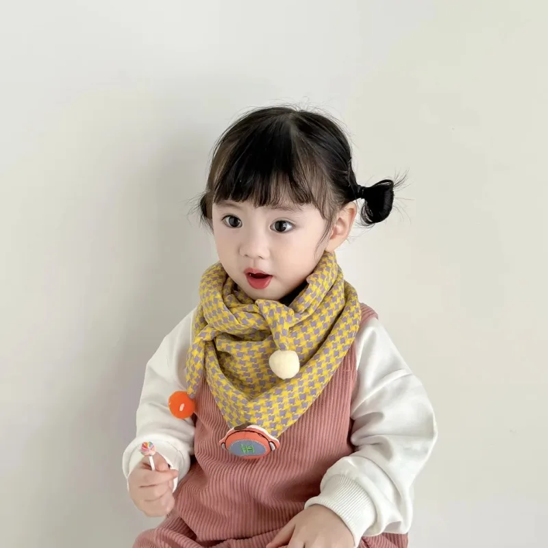 Autumn Winter Warm Triangle Baby Scarf Outdoor Windproof Cotton Neckerchief Kids Mouth Towel For Boys Girls Children's Scarf