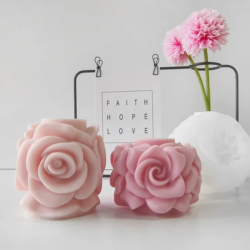 DIY Flower Series Lotus Aroma Candle Silicone Mold Rose Pillar Handmade Soap Plaster Ornament Mould Candle Making Supplies silicone mold silicone candle mold aromatherapy candle mold silicone candle molds candle mold