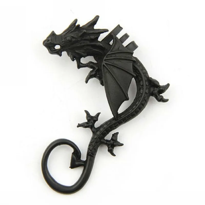 Punk Temptation Metal Dragon Bite Ear Wrap Cuff Earrings for Women Men No Pierced 1pc