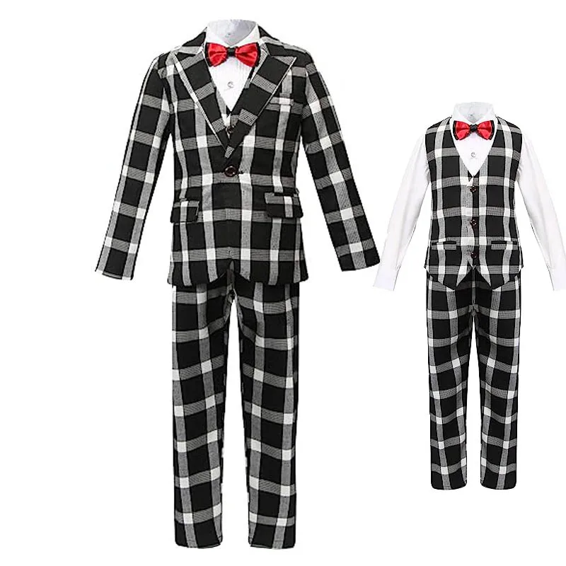 

Japan Boy Party Wedding Suit Prince Kids Jacket Vest Pants Bowtie 4PS Tuxedo Dress Children Speech Host Piano Photography Suit