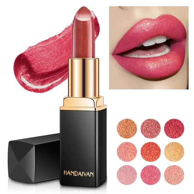 Marke Professionelle Lippen Make-Up Wasserdicht Schimmer Langlebige Pigment Nude Rosa Meerjungfrau Schimmer Lippenstift Luxus Make-Up Kosmetik