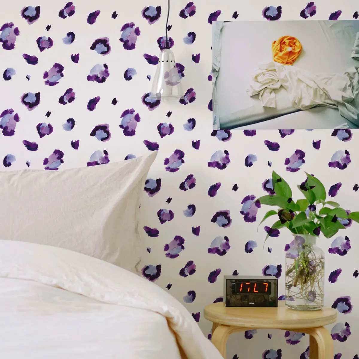 New Purple Leopard Wall Sticker - 20x30cm Removable PVC Decal for Living Room & Bedroom Background Wall