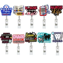 New  Glitter Acrylic Nurse & Doctor Badge Reel Retractable ID Badge Holder With 360 Rotating Alligator Clip Nurse Name Holder