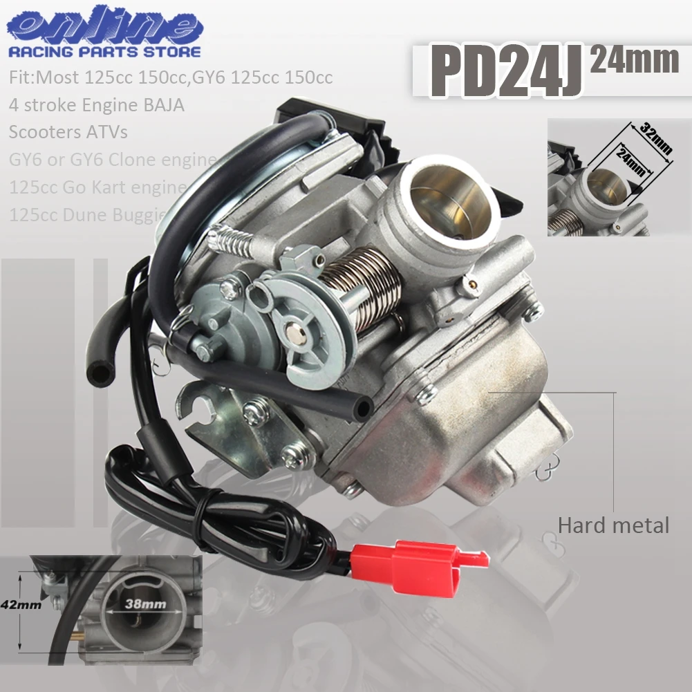 PD24J 24mm carb Electric Carburetor for Gy6 100cc 125cc 150cc 200cc Engine motorcycle ATV Go