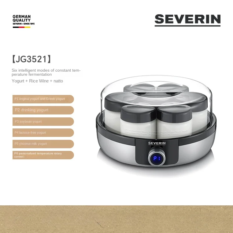 220V SEVERIN Yogurt Maker with Mini Natto Fermentation Machine and Cup Divider, Automatic