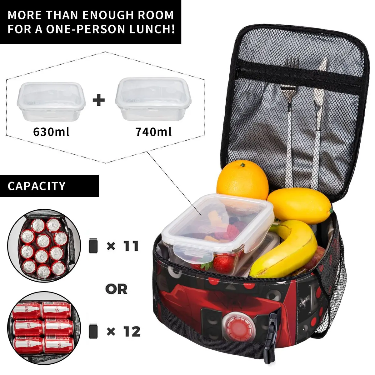 Skibidi Toilet Insulated Lunch Bag Thermal Bag Lunch Container Cartoon Cameraman Titan Tote Lunch Box Men Women School Picnic 3