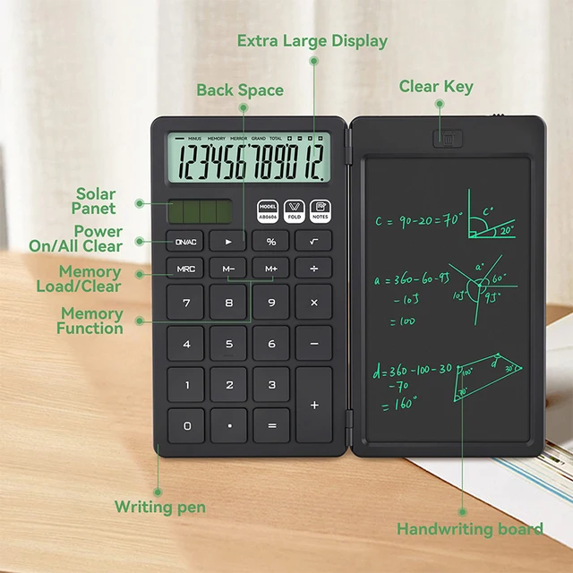 Calculatrice de base améliorée avec bloc-notes de 6,5 pouces, calculatrice standard de poche, fonction 12 chiffres, 2 en 1, portable pour l'école et le bureau 3 Calculatrice de base améliorée avec bloc-notes de 6,5 pouces, calculatrice standard de poche, fonction 12 chiffres, 2 en 1, portable pour l'école et le bureau 3