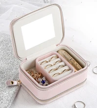  Jewelry Storage Box Solid Color PU Leather Double Zipper Layers Jewelry Holder for Women Girls Ornaments Organizer 