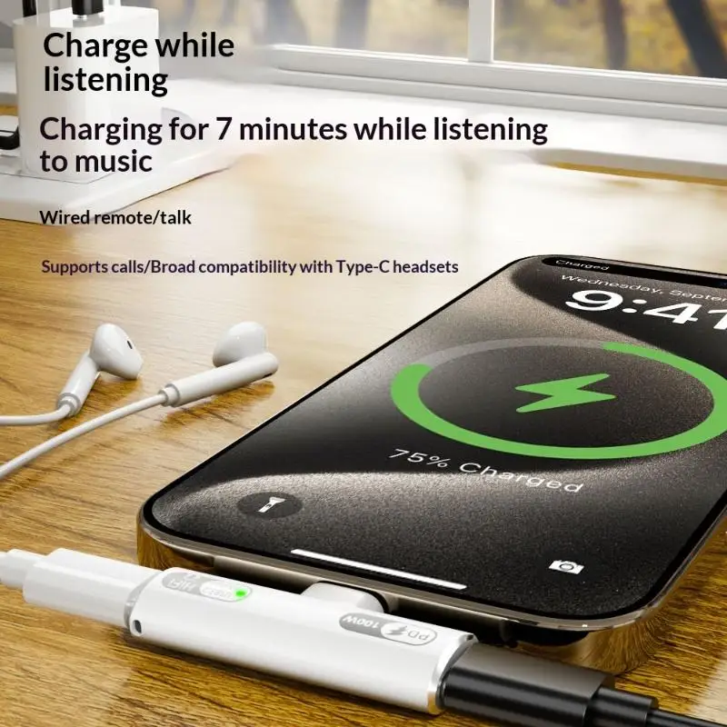 【C】PD100W USB 3.2 타입 C-타입 C 어댑터 고속 충전 타입 C 헤드폰 어댑터 휴대폰용 USB C 오디오 커넥터