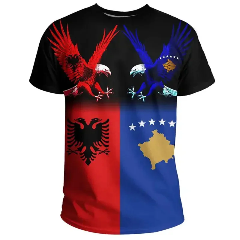 

New Winter 3D Albania National Flag Emblem Print T Shirt Albania Coat Of Arms Graphic T-shirts For Men Fashion Vintage Tee Shirt
