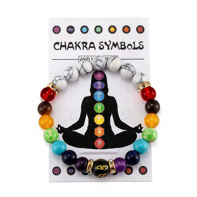 7 Chakra Bracelet with Meaning Card for Men Women Natural Crystal Healing Anxiety Jewellery Mandala Yoga Meditation Bracelet Gift 3