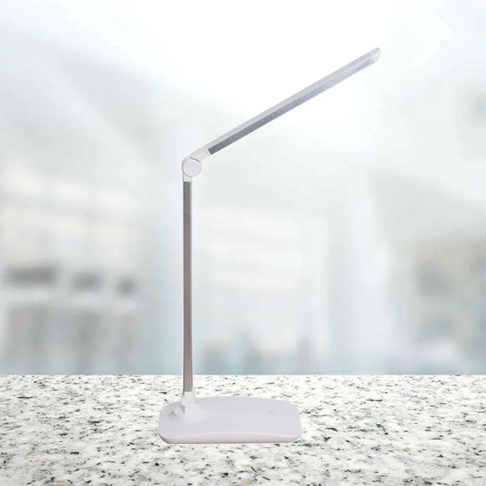 LED 접이식 터치 컨트롤 책상 램프 실버 알루미늄 합금 조절 가능한 디밍 독서등 USB 충전 책상 램프