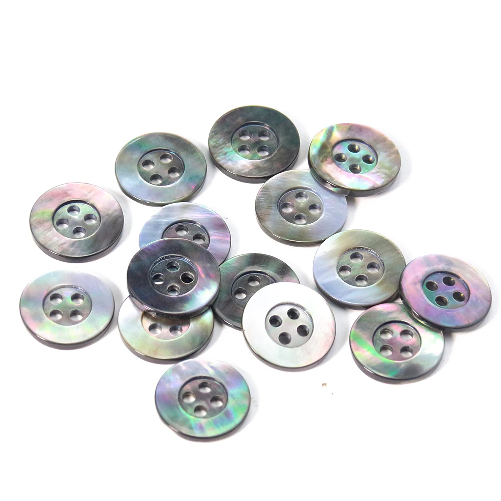 10pcs 10/12/15/18mm 눈부신 오로라 쉘 버튼 천연 블랙 마더 오브 펄 쉘 버튼 커프스 단추 셔츠 블레이저 DIY 스크랩북
