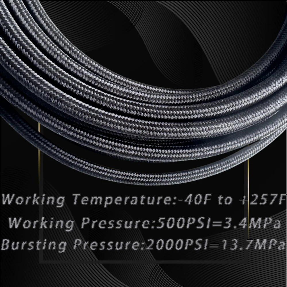 1M-10M AN4-AN20Fuel Hose Oil Gas Cooler Line Pipe Tube Inside PTFE Nylon Stainless Steel Braided High Temperature Resistance