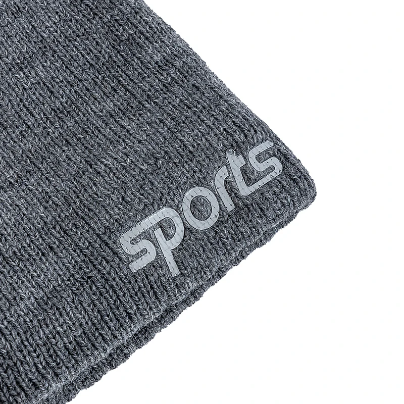 New Unisex Sports Jacquard Winter Hats Fashion Knitted Hats For Men Women Beanie Cap Outdoor Plush Fur Lined Warm Sports Hats