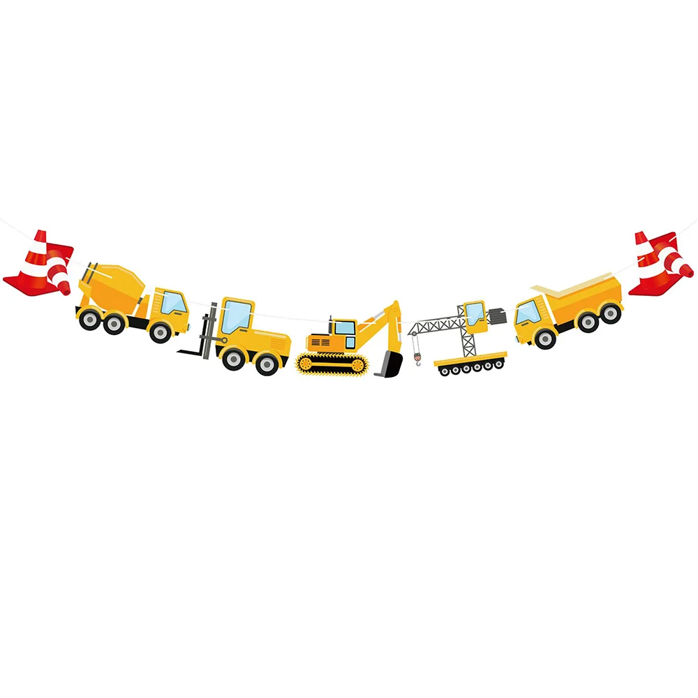 Baufahrzeug-Party-Deko Banner Girlande Hängende Wirbel-Dekoration Kinder Jungen Geburtstags-Deko Baufahrzeug-Party-Dekorationen – Detail 7