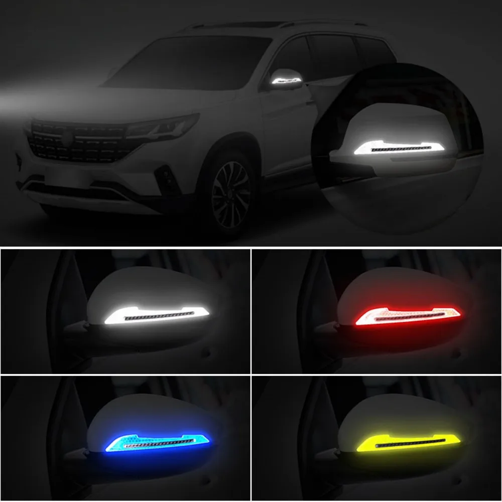 1Pair Car Rearview Mirror Reflective Sticker Door Leaf Board Tape For Auto Film Stickers Decorative Strip