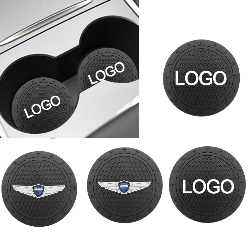 

2pcs PVC Non-slip Car Logo Water Cup Pad Holder Coaster for VW Mercedes Benz AMG BMW Audi Chevrolet Subaru Land Rover Ford