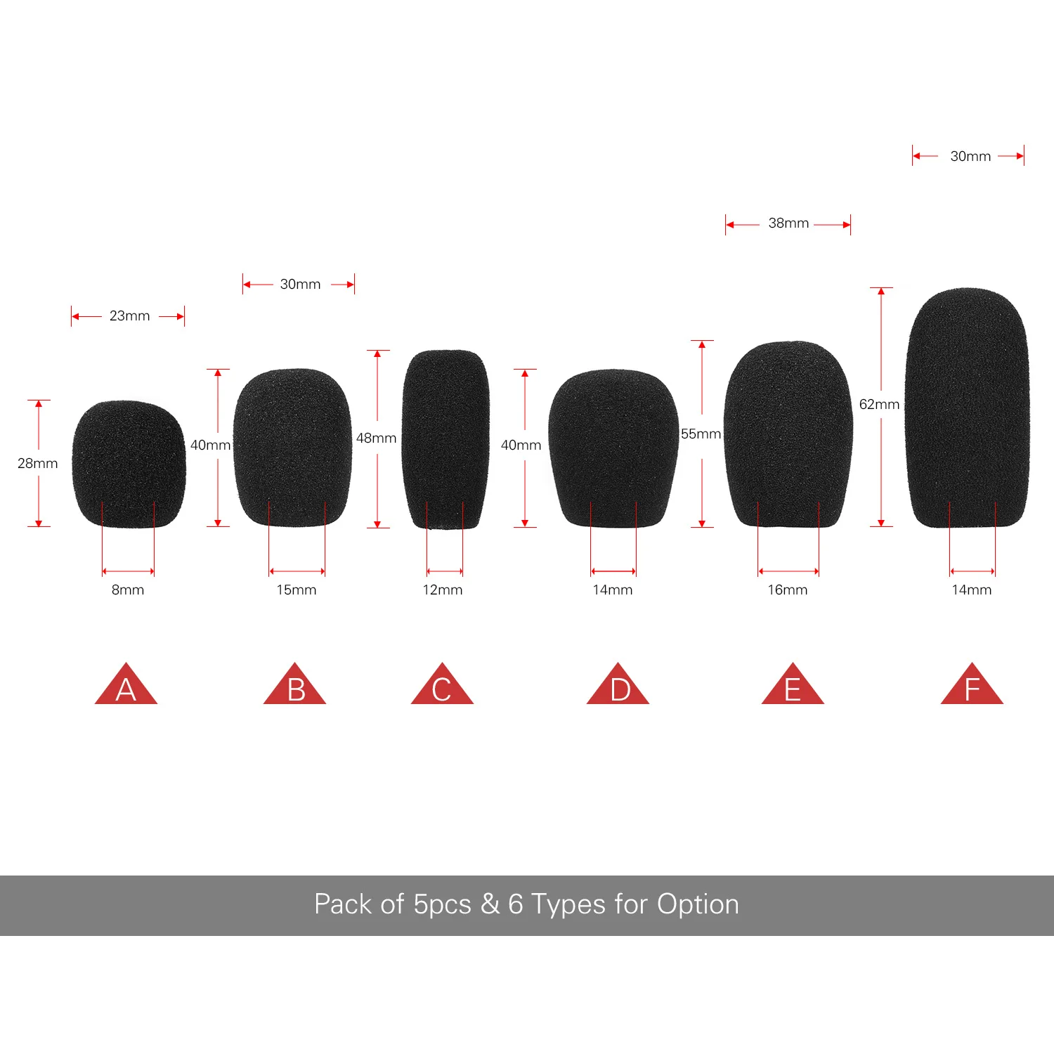 5pcs Mini Microphone Windscreens Mic Foam Covers for Lapel Headset Microphone Black Colors of Windscreens Accessories