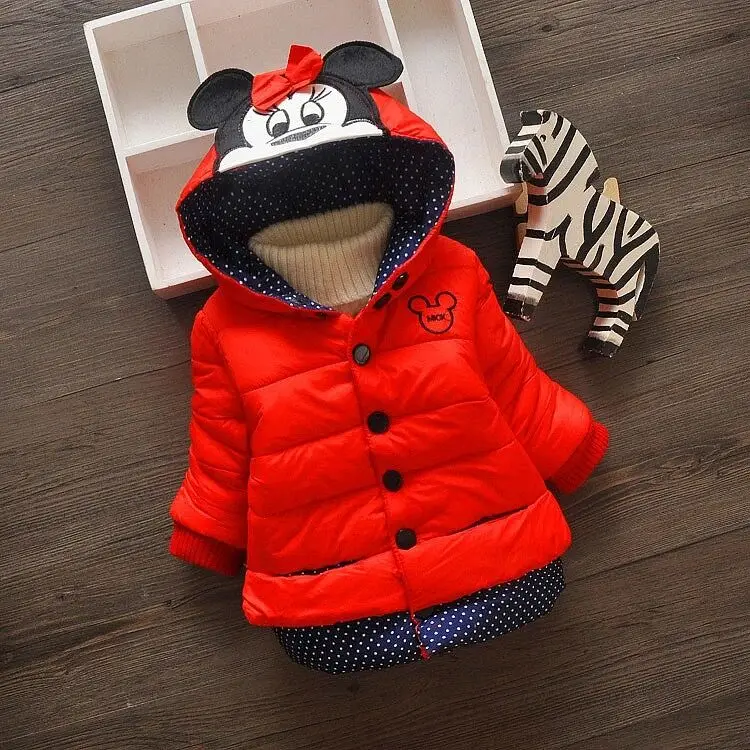 green quilted jacket Children's Clothing Baby Boys Girls Winter Clothes Cartoon Blue Duck Pattern Cute Thicken Hooded Coat Kids Winter Coats 1-4Y woolen jacket Outerwear & Coats