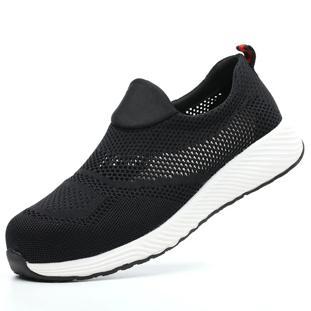 Men Work Safety Shoes Man Safeti Breathable Air Cushion Work Protective Sneakers Anti-Puncture Work Male Steel Toe Safety Boots 503-black