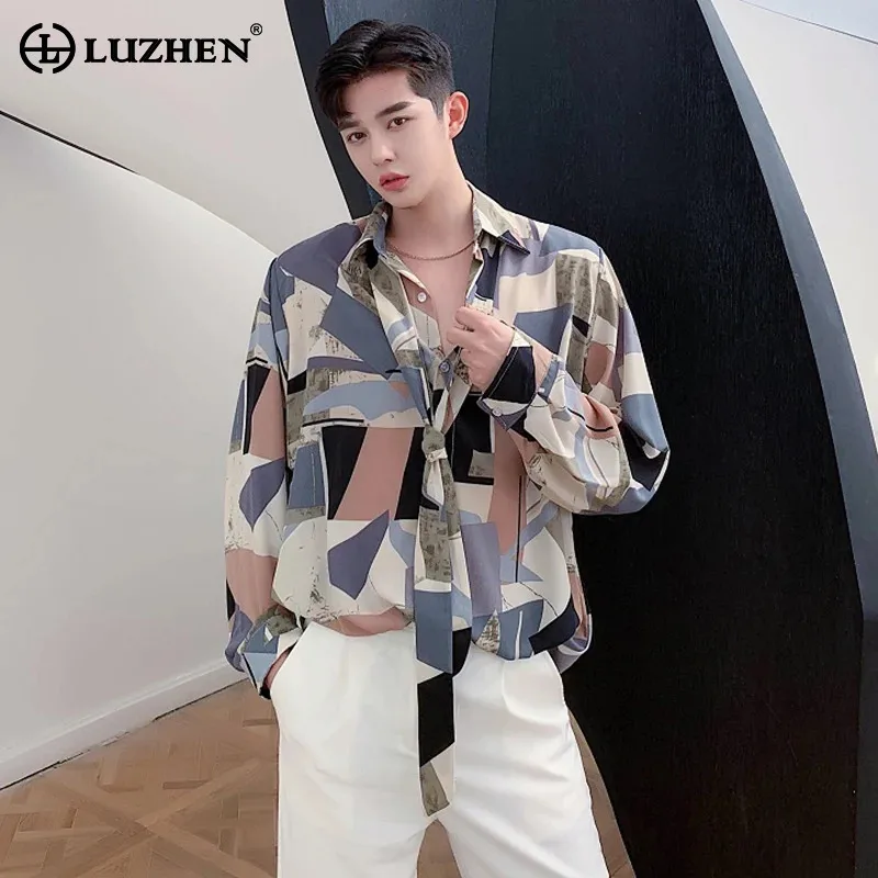 

LUZHEN Spring New Fashion Elegant Long Sleeve Shirts Personality Stylish Handsome Men's Tops Korean Reviews Many Clothes LZ2523