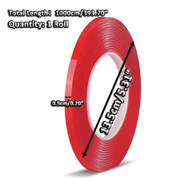 Red Double - Sided Adhesive Nail Tape for Extensions and DIY Manicures (10m (Width 5mm))