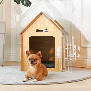 Doghouse Comfortable Wooden Design Dog House for Dogs Small Indoor Bed Room Dog Cave With Vents and Raised Floor for Warmth Cage 2