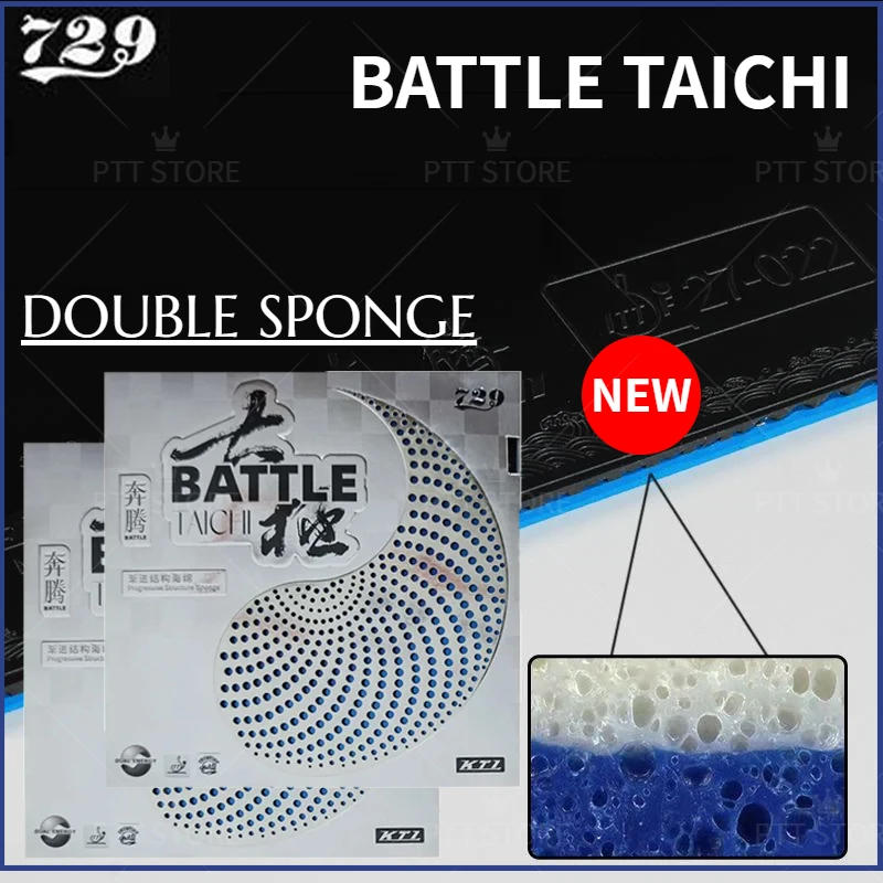 Table Tennis Rubber TAICHI Dual Color Dual Adhesive Gradien Sticky Professional Ping Pong Sponge 729 Friendship Battle TAICHI 2