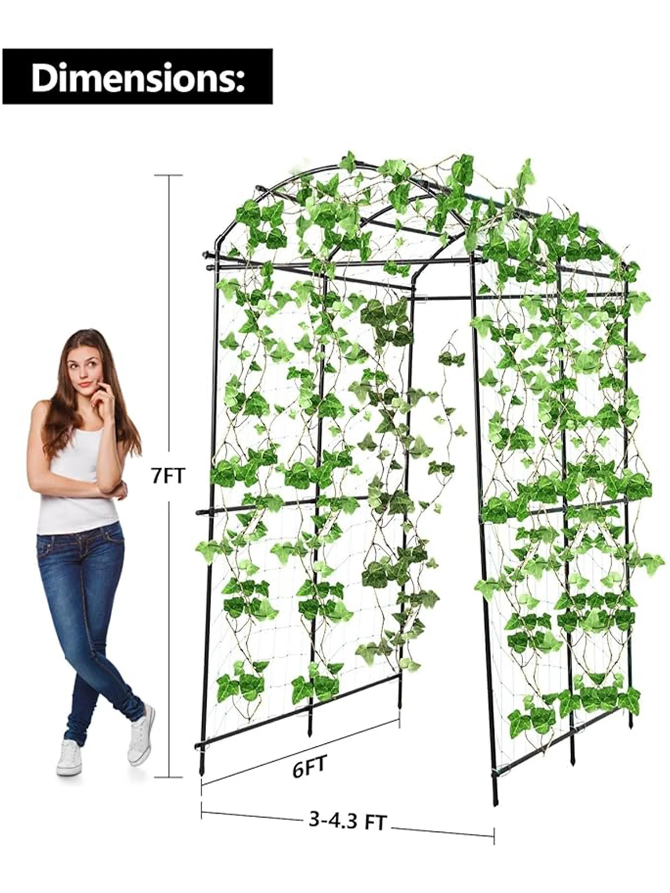 Garden Arch Trellis For Climbing Plants, Support For Flower Vegetable Pea Fruit Vine, Trellis Archway Yard/Garden Outdoor Decora