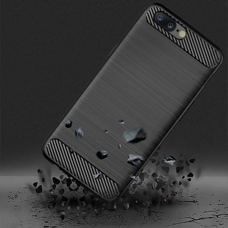 Matte Silicone Case for Oneplus 5 1+5 TPU Shockproof Carbon Fiber Soft Back Cover For One Plus 5 Anti-knock frosted case 2