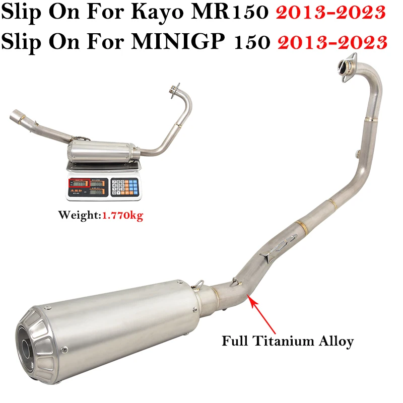

Slip On For Kayo MR150 For MINIGP 150 2013 - 2023 Titanium Alloy Full Systems Sports Exhaust Motorcycle Muffler Espace Link Pipe