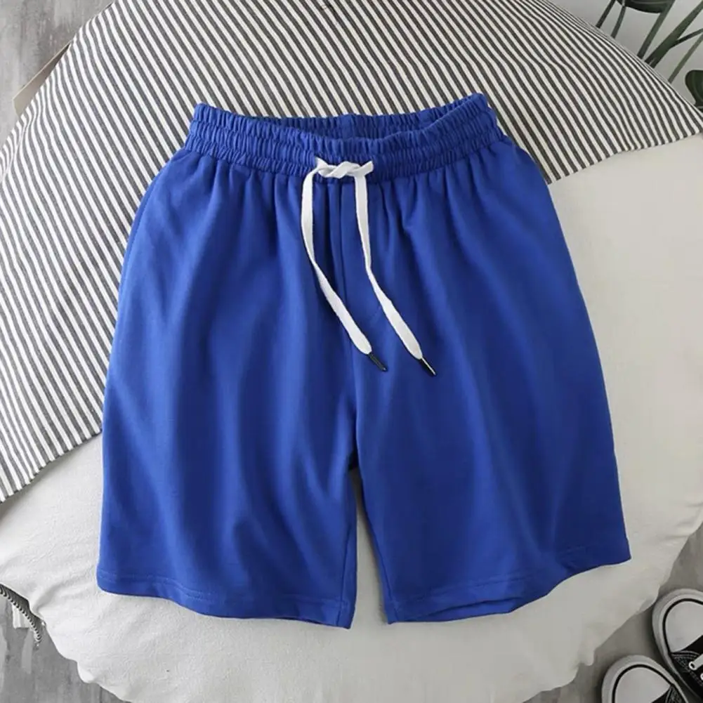 

Men Shorts Solid Color Drawstring Summer Short Trousers High Stretch Elastic Waist Short Pants For Fitness