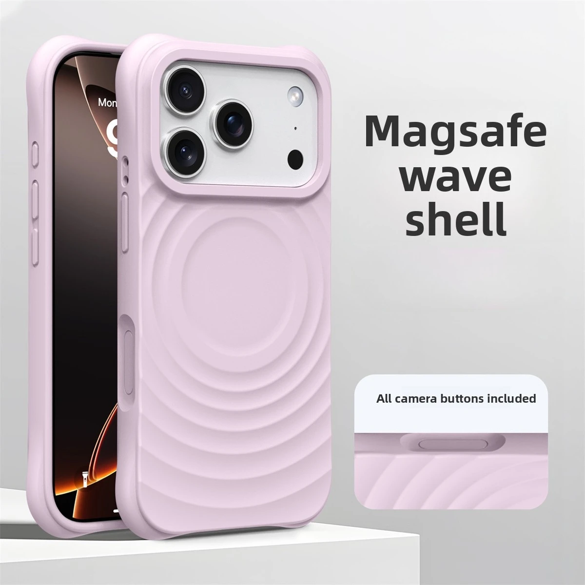 ตัวเลือกสินค้า เคส iPhone Air 17 16 15 14 Pro Max ลายคลื่นน้ำ ซิลิโคนนิ่ม ชาร์จไร้สาย MagSafe