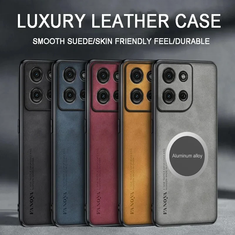 Sheepskin Leather Magnetic Car Mount Phone Case with TPU Protection