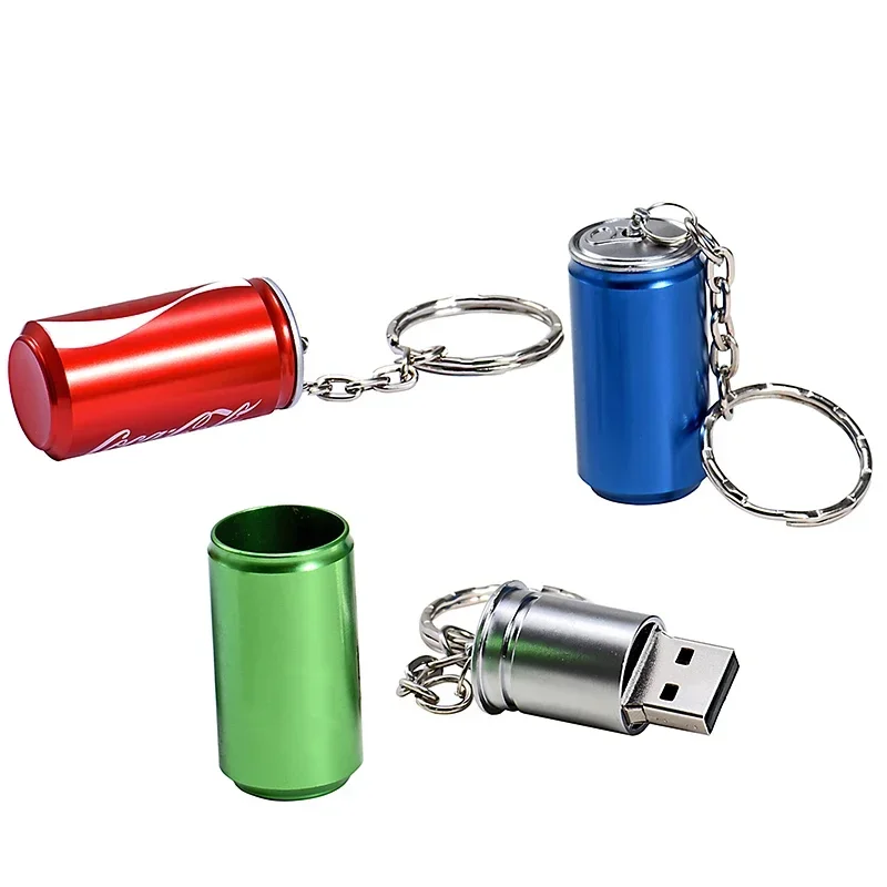 Creative Coke Latas com Chaveiro Usb 2.0 Flash Drive Pen Drive Portátil Memória Stick de Capacidade Real 64gb 32gb 16gb 8gb u Disco - Imagem 4